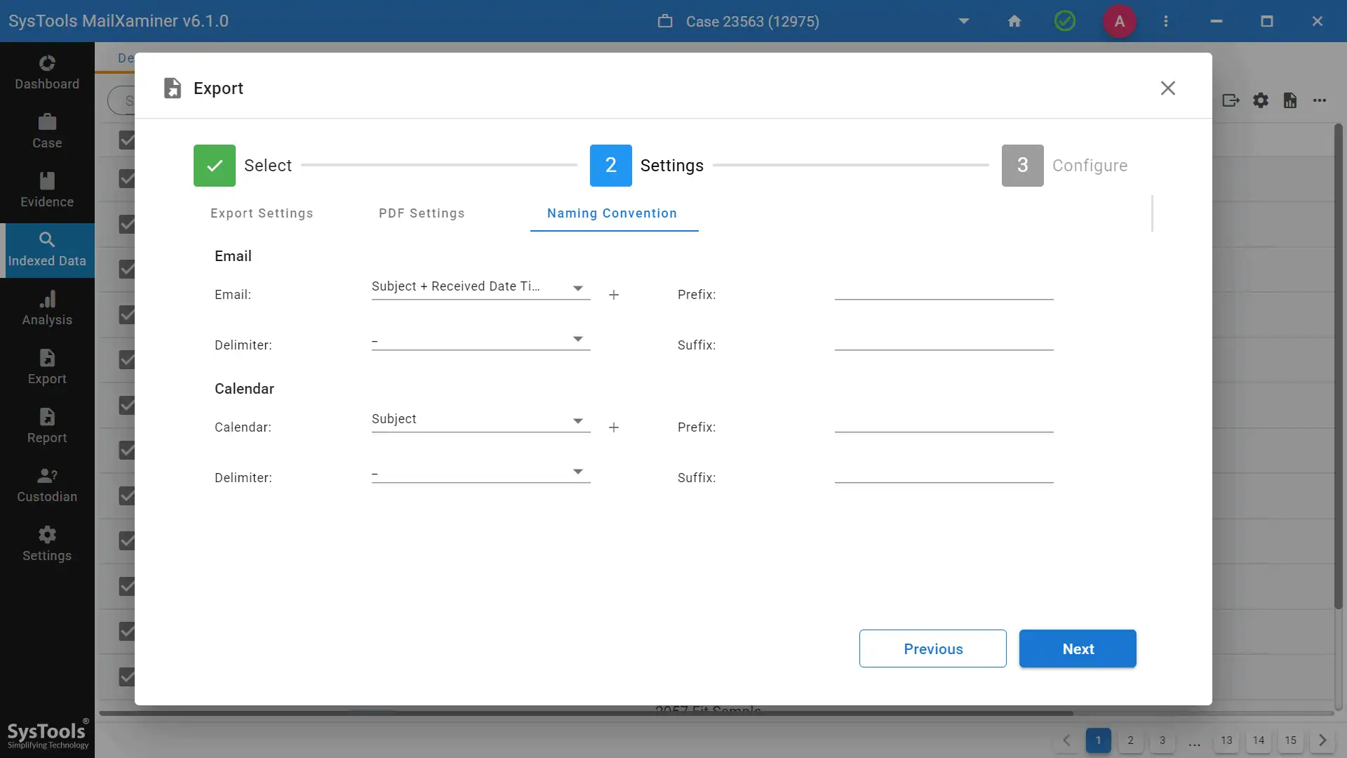 naming convention settings