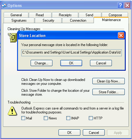 hiding from inside outlook express when composing