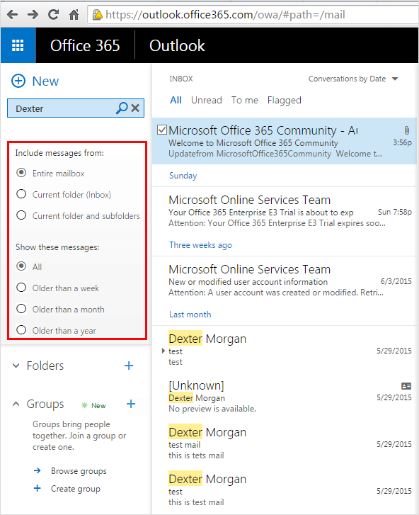 eDiscovery Search in Office 365 Mailbox How To?