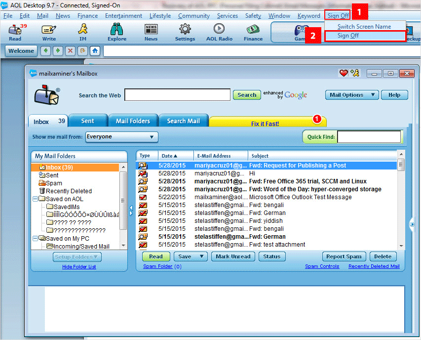 AOL Email Forensics