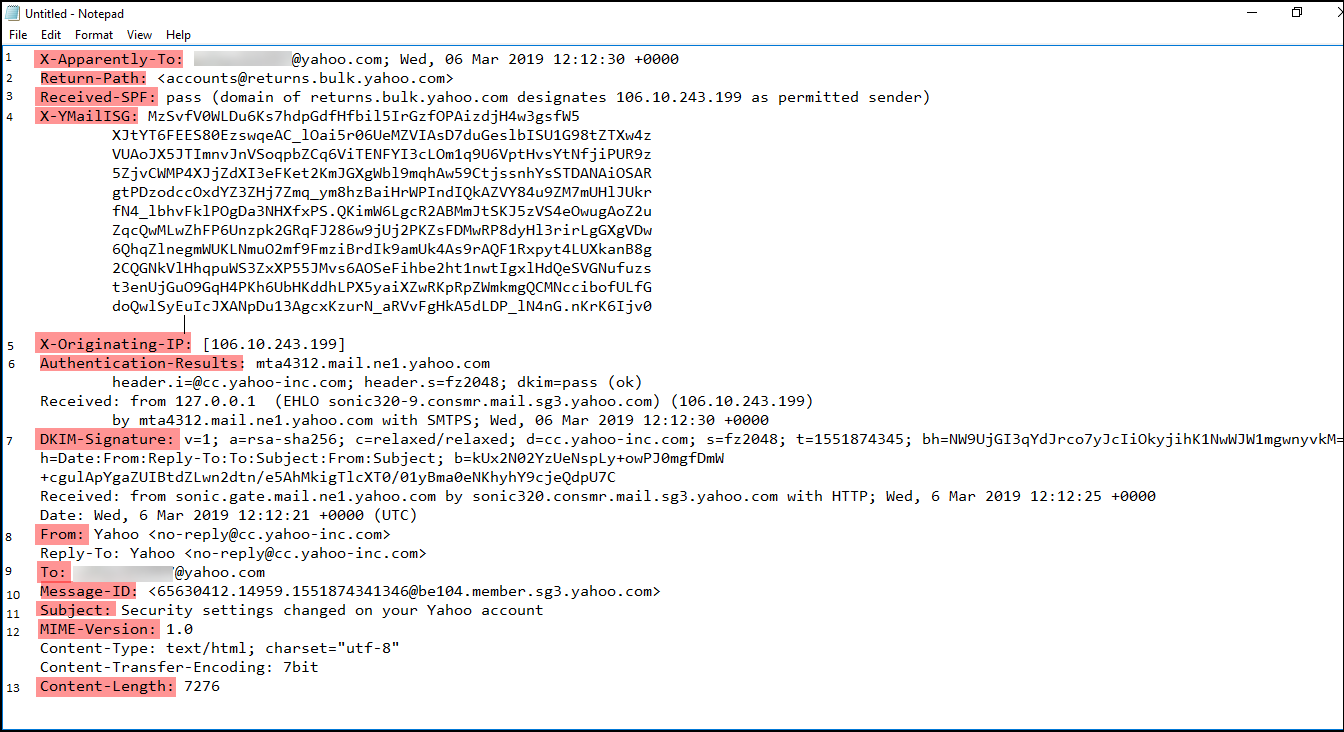 yahoo email forensics investigation to analyze email message analysis