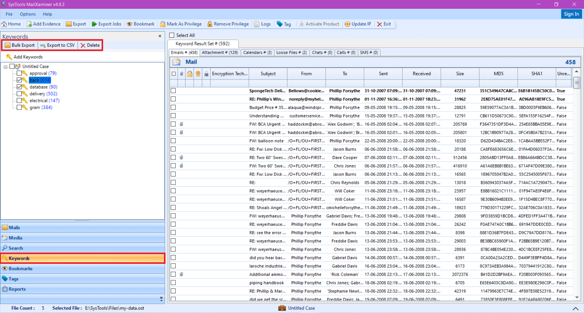 Bulk Export, Export to CSV