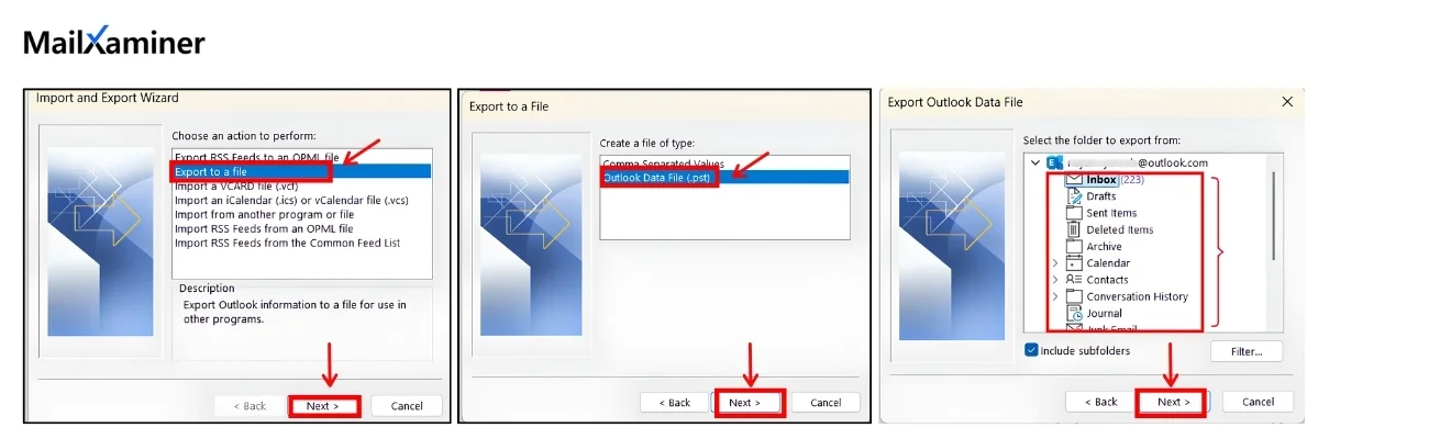 export Microsoft 365 mailbox to PST using Outlook 