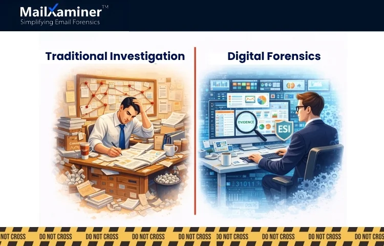 Traditional investigations vs digital forensics
