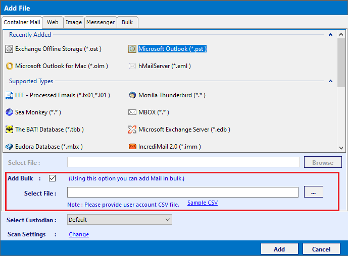 Add mails in bulk
