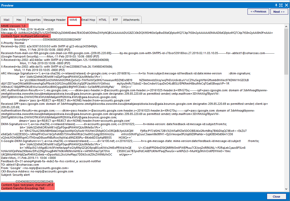 MIME Header Analyzer